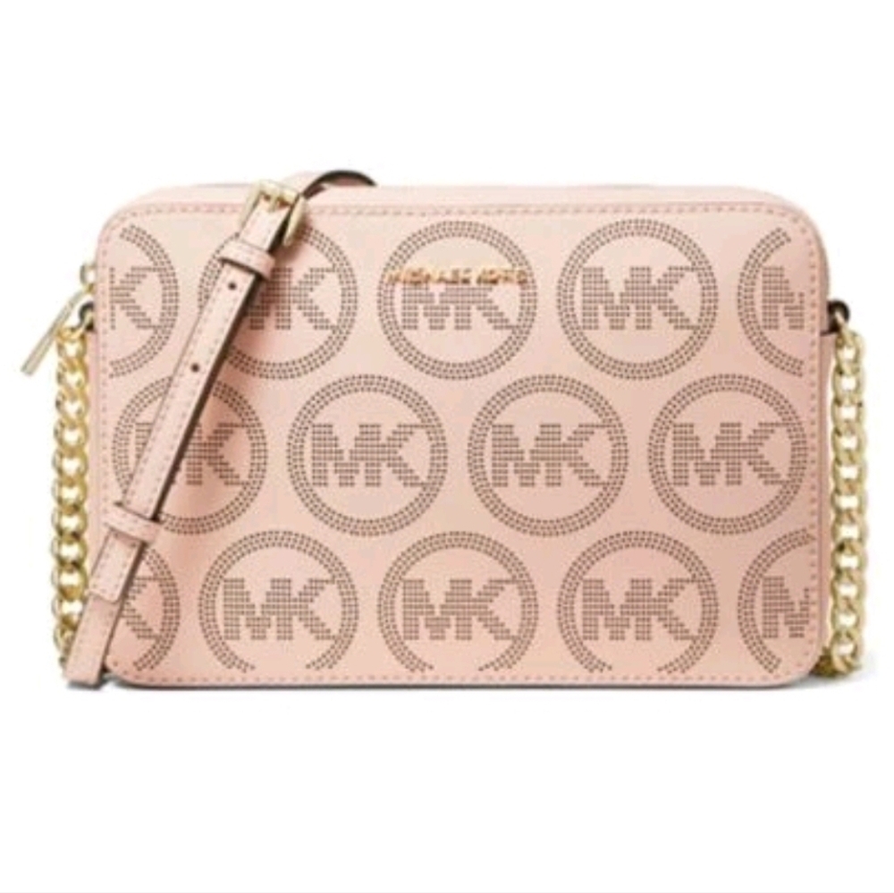 💕🔹️Michael Kors 🔹️Jet Set Large East West Crossbody Bag Soft Pink Monogram - Picture 4 of 7